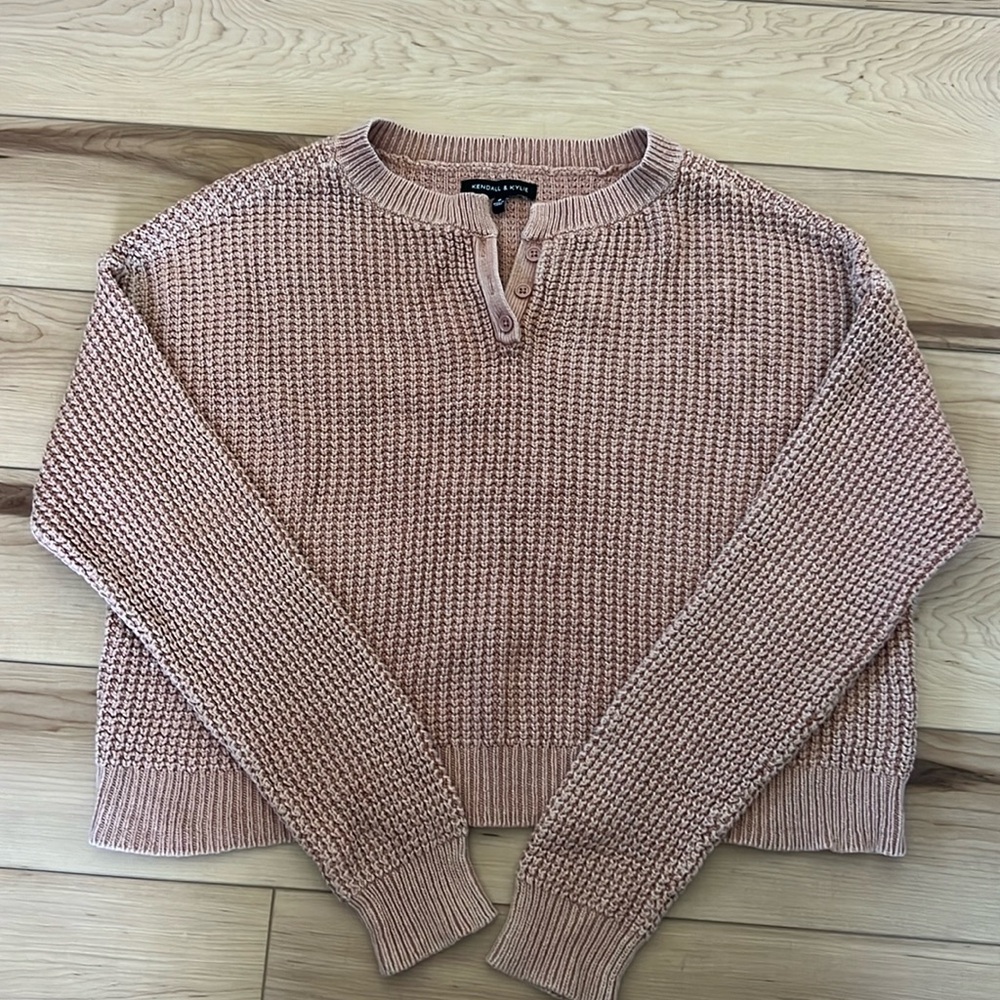 Kendall & Kylie Waffle Knit Cropped Sweater
